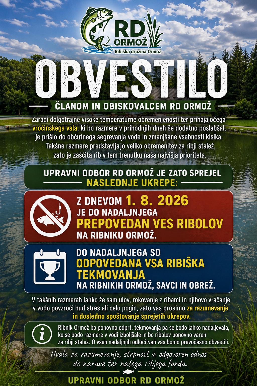 Obvestilo ribnik ormoz